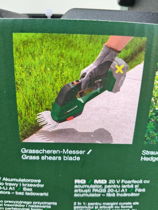 Foarfeca gazon trimmer frezat arbuști parkside