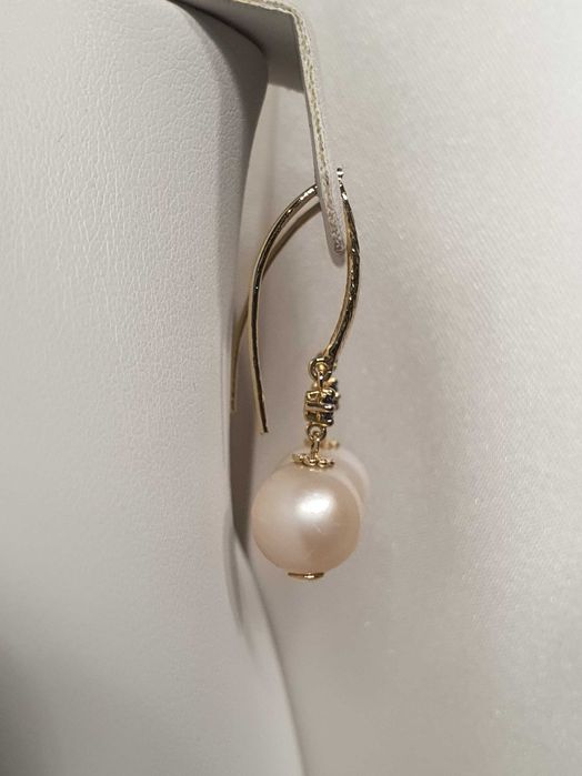 Cercei Aur cu Safir si Perle