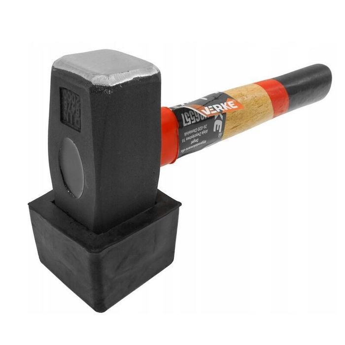 Ciocan de cauciuc pentru pavaj cu manson, cap dreptunghiular, 2000 g,