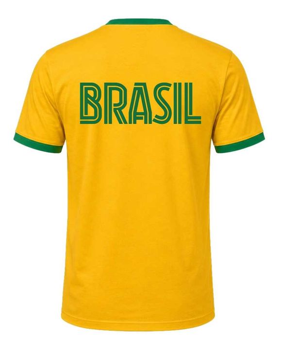 Футболна тениска Бразилия Brasil Brazil памучна фланелка с къс ръкав размери С М ХЛ ХХЛ