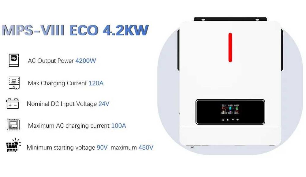 Хибриден соларен инвертор 24v пълна синусоида 24 волта 4200w зарядно