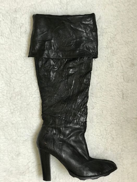 Cizme negre brand Diesel peste genunchi dama piele originale toc 11 cm