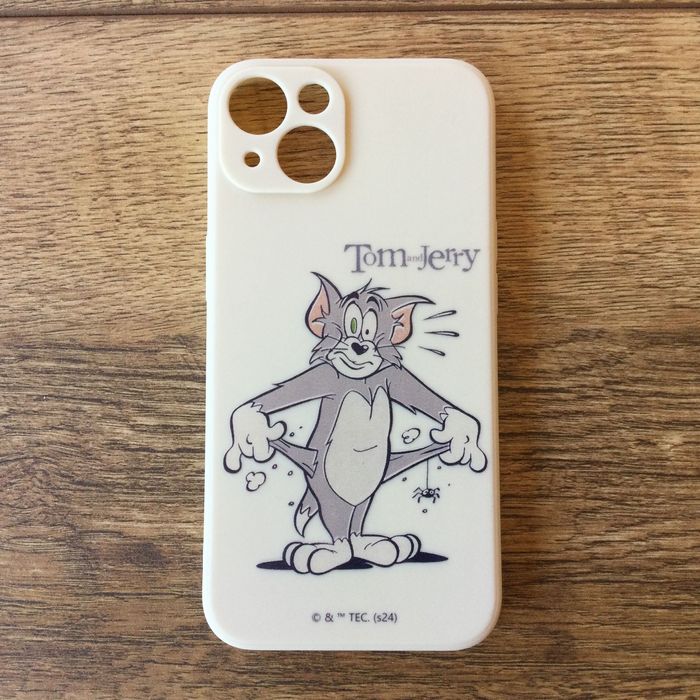 НОВ силиконов бежов калъф / кейс за IPHONE 13 на Tom and Jerry от САЩ