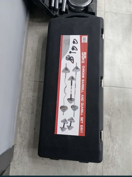 Набор гантель и штанга Gantel Никельный [55кг] Доставка БЕСПЛАТНО