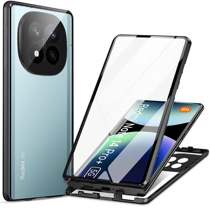 Двоен магнитен кейс за xiaomi redmi note 14 pro 5g със защита на камер