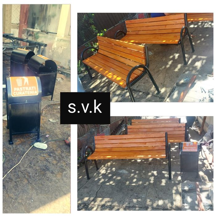 Sc vindem banci si cosuri pentru gunoi,livrare in toata tara