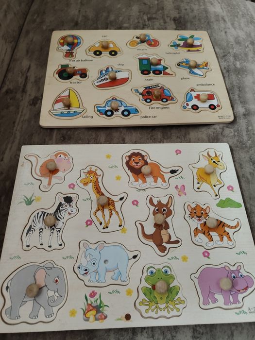 Два броя дървени образователни пъзели