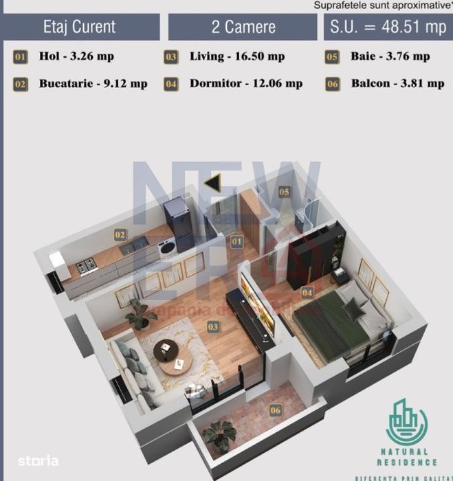 Apartament 2 camere de Vanzare Natural Residence Chiajna, direct dezvo — fotografia 1