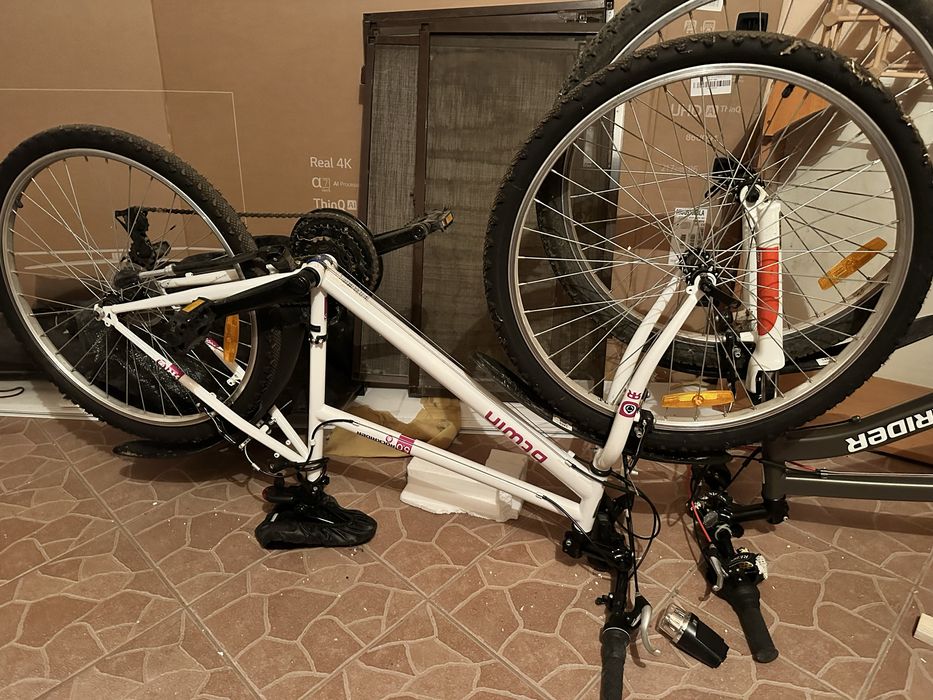 Bicicleta copii rockrider mov și alb