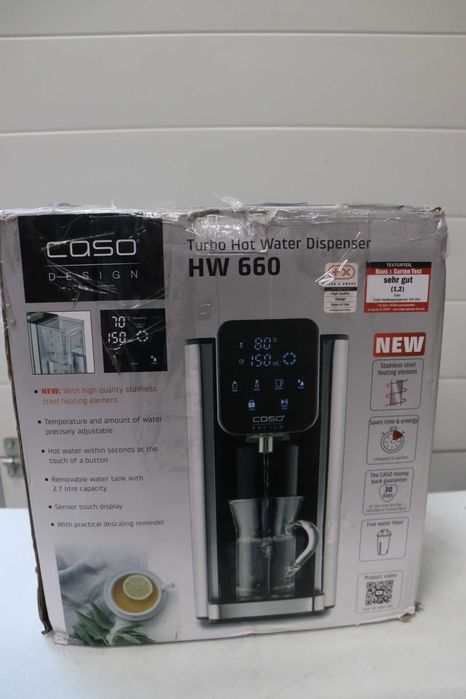Диспенсър за гореща вода CASO 1879 Turbo HW660, 2600W, 40-100C, 100-400мл, гореща вода за секунди, ефикасен и енергийно ефективен, лек ДЕФЕКТ