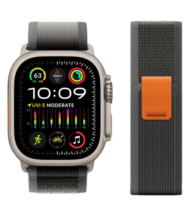 Curea trail loop neagra / gri inchis / blue navy apple watch ultra