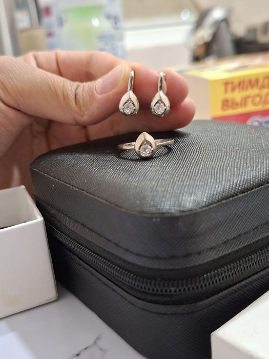 Комплект серебро капля 925 проба