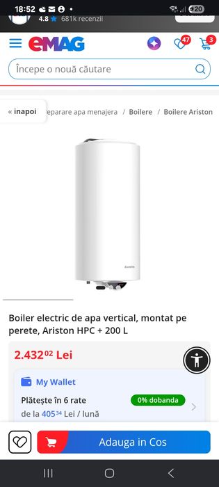 Boiler electric Ariston  capacitate 200 l