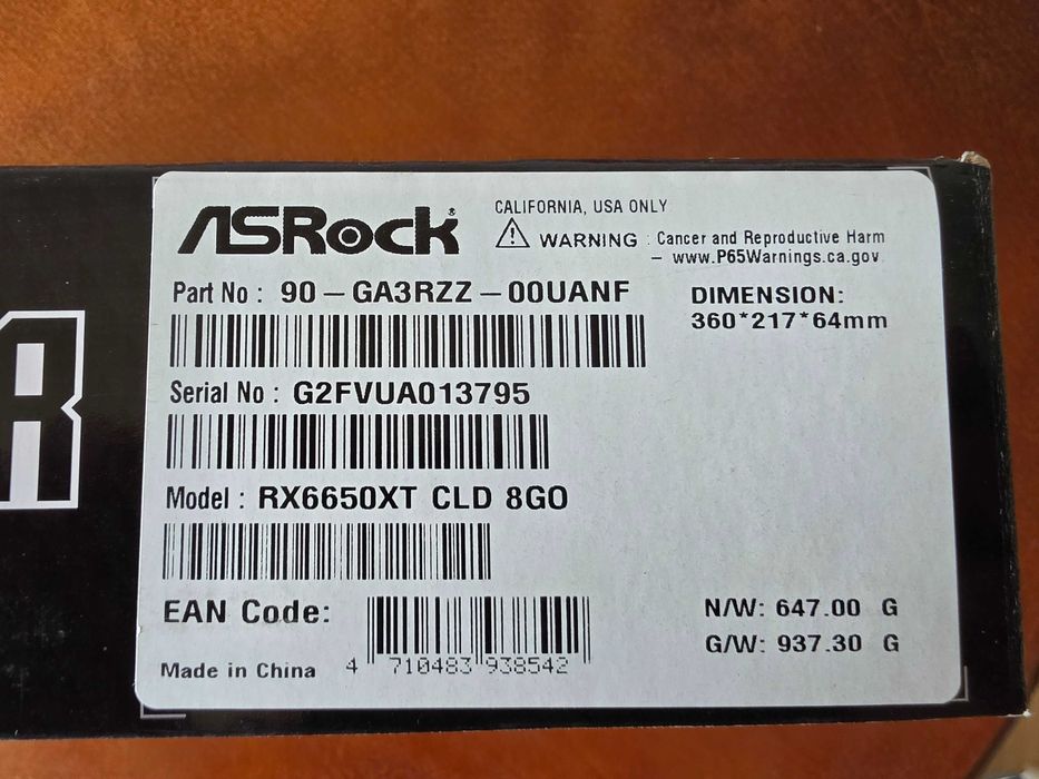 Видео карта ASRock RX 6650 XT CHALLENGER OC 8GB GDDR6 с ГАРАНЦИЯ, кутия и всички аксеоари