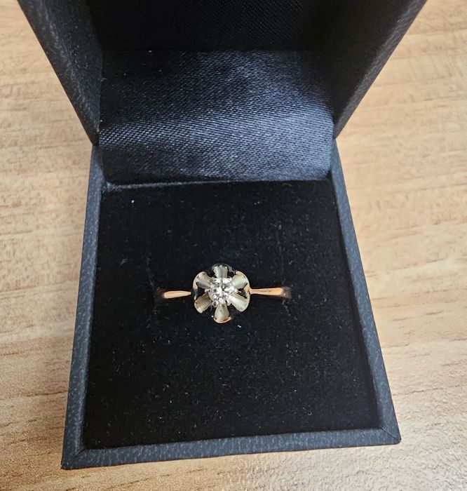 Золотое кольцо с бриллиантом, 585, СССР