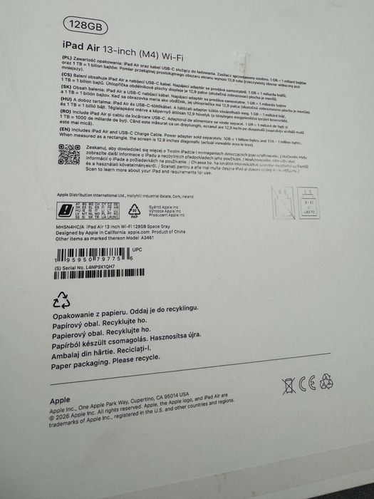 Таблет Apple iPad Air 13, M4, 128GB, Wi-Fi, Space Grey с гаранция