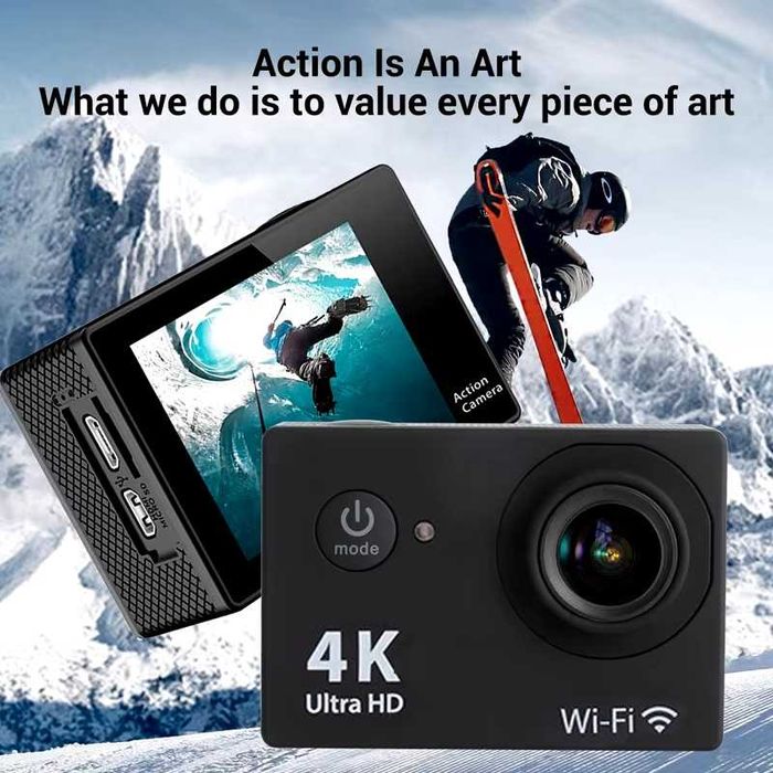 Екшън Камера 4K с Wi-Fi, Водоустойчива Заснемане Спортна Камера Мото