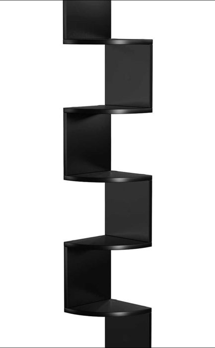 Raft de colt, Vasagle, 5 polite, 126 × 20 × 20 cm, negru