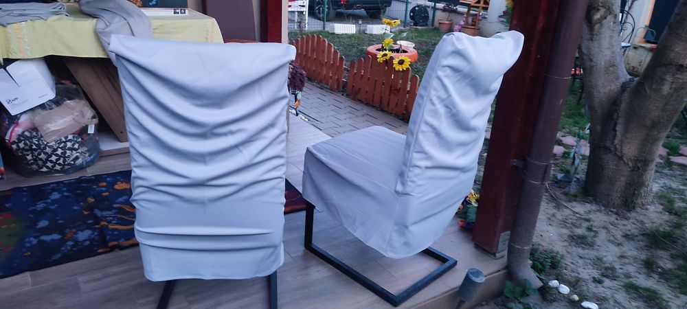 Set 6 huse scaune, universale, gri antracit, noi, benzi elastice