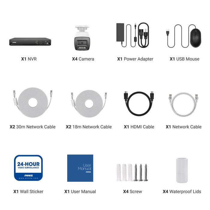 Професионална система за видеонаблюдение ANNKE – 12MP (4 камери + NVR)