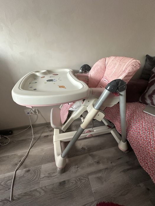 Scaun de masă copii Peg Perego Prima Pappa – Roz/Desene – Reglabil, pliabil