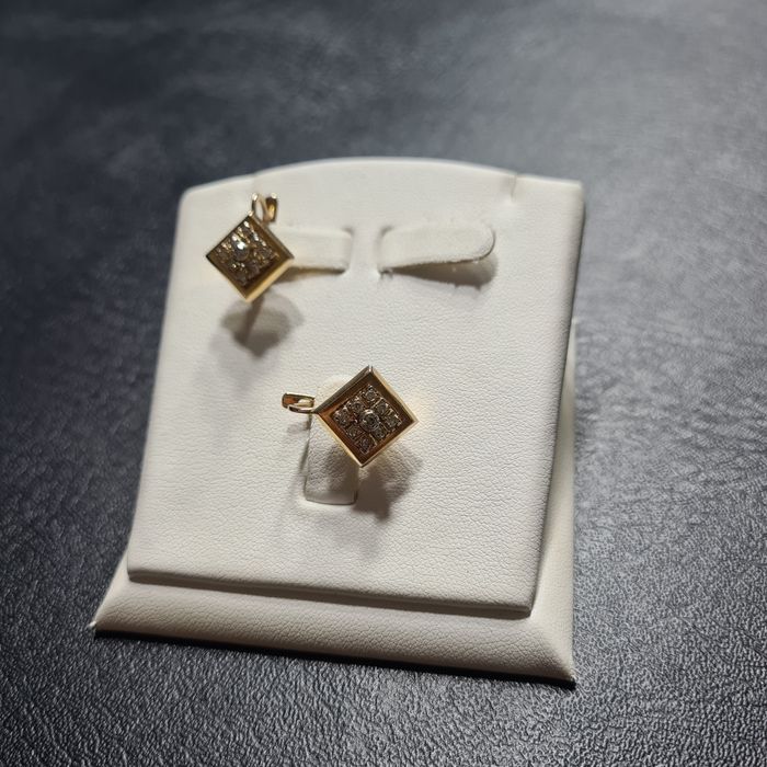 Серги ромбик с Бриллиантами Россия