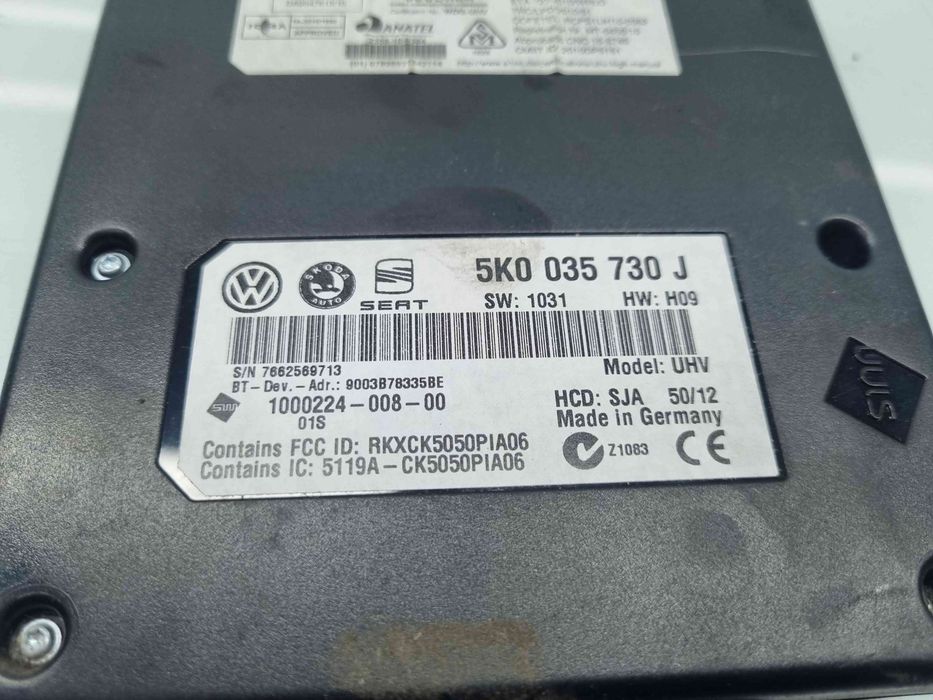 Modul bluetooth Volkswagen Golf 6 (5K1) [Fabr 2009-2013] 5K0035730J
