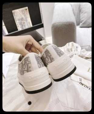 Dior сиви букви бродиране платно обувки за жени