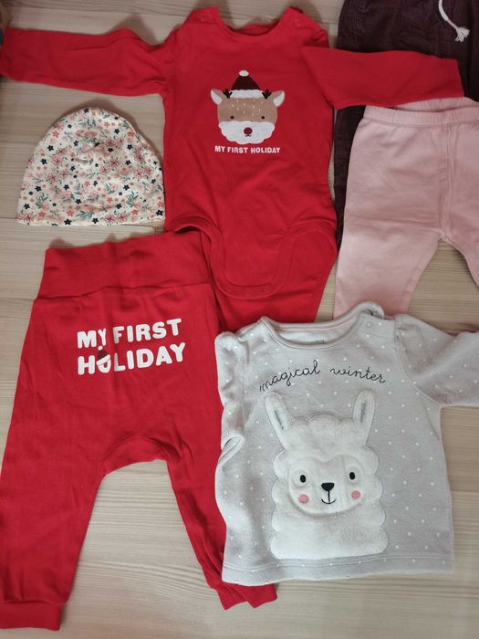 Set Craciun+pantaloni+bluza 6-9 luni