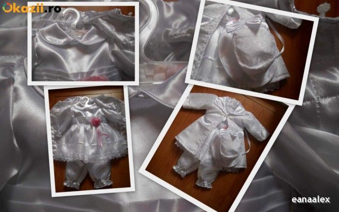 Costum fete botez, matlasat, 4 piese, NOU