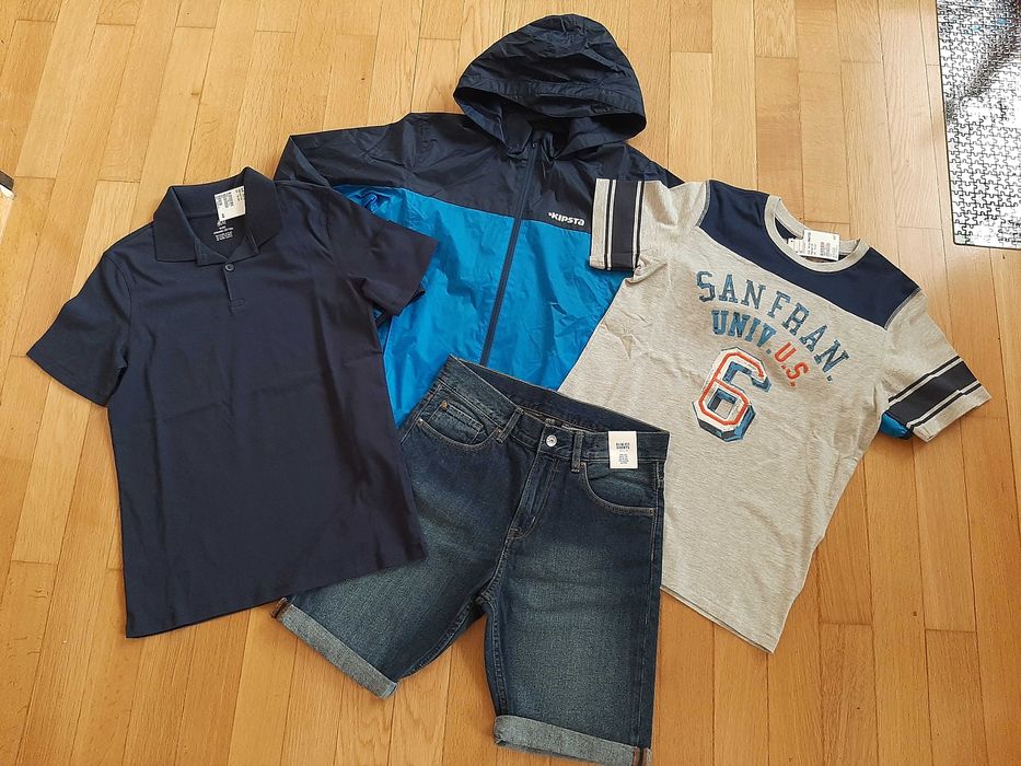 НОВ къс панталон H&M, нови блузки H&M и яке Kipsta за 12г. момче.