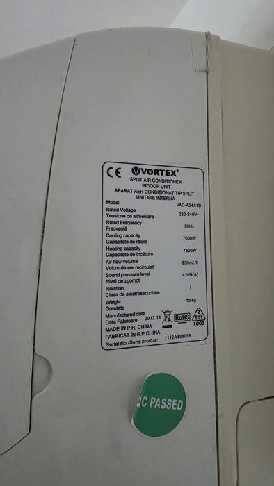 Aparat de aer conditionat Vortex VAC-A24A1D, 24000 BTU