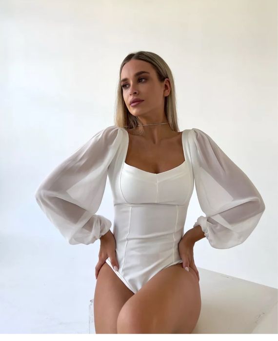 Белый корсет боди