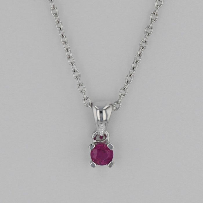 Lant cu pandantiv din aur alb cu rubin cod 6227