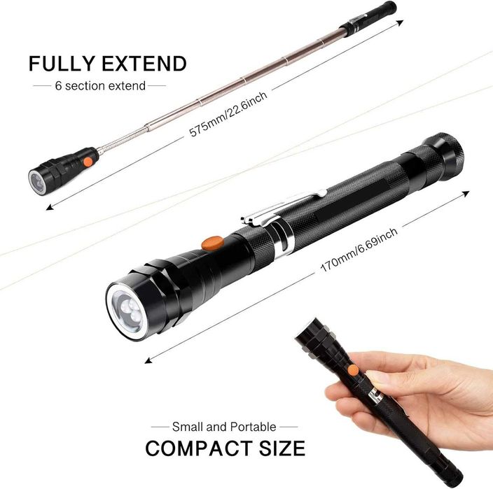 Магнитен телескопичен инструмент с LED – за трудно достъпни места