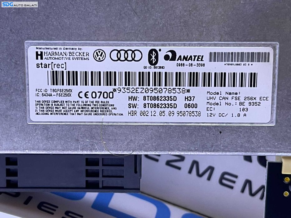 Unitate Modul Calculator Bluetooth Audi A5 2008 - 2011 Cod 8T0862335D [X2892]