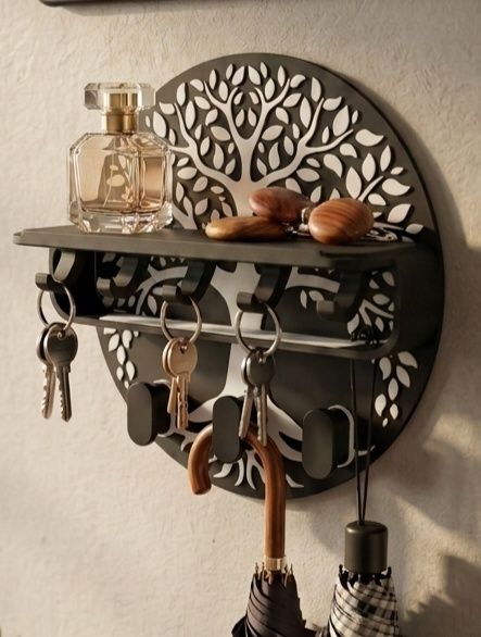 Suport / Cuier chei pentru perete decorativ, model Copacul Vieții, 18 cm