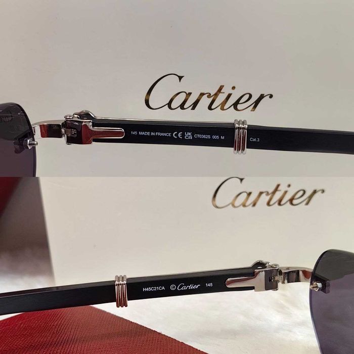 Слънчеви очила Cartier CT0362s silver дървена рамка