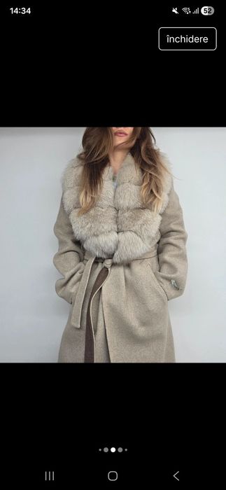 Palton calduros alpaca blana naturala