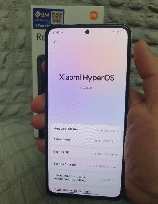 Xiaomi Redmi Note 14 8+8/128Gb Blue 2025 Igravoy Karobka Holati Yaxshi