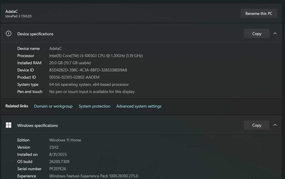 Laptop Lenovo IdeaPad 3 15.6” | i3 | 20GB RAM | SSD 256GB | Win 10