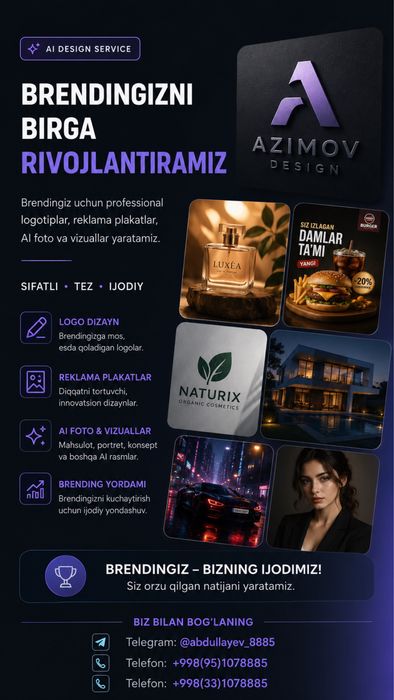 Logo | Reklama Plakati | AI Foto Tayyorlash