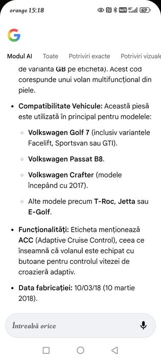 De vânzare volan VW