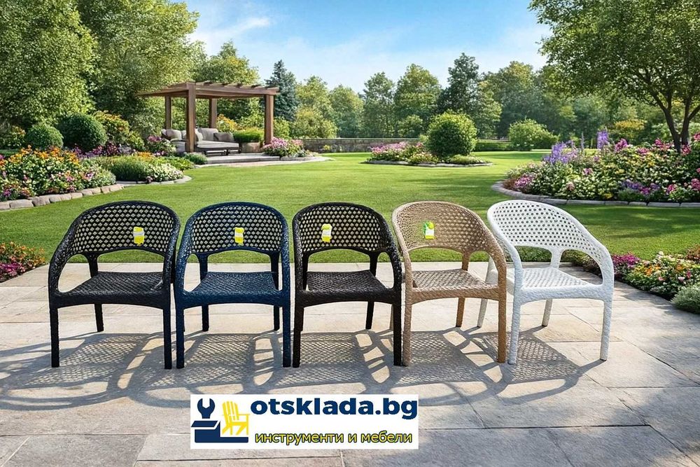 Комплект маса + 6 или 4 стола ратан 5 цвята и размери маси мод.11