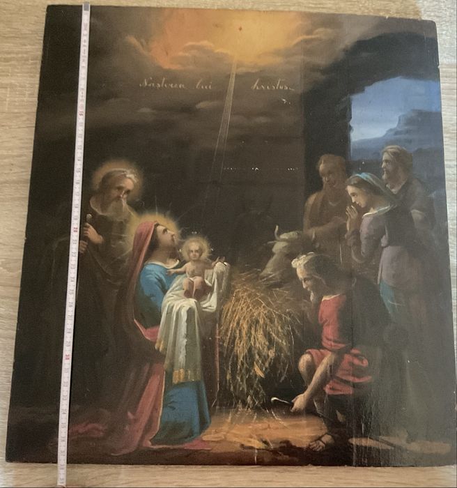 Nasterea Domnului pictura pe lemn