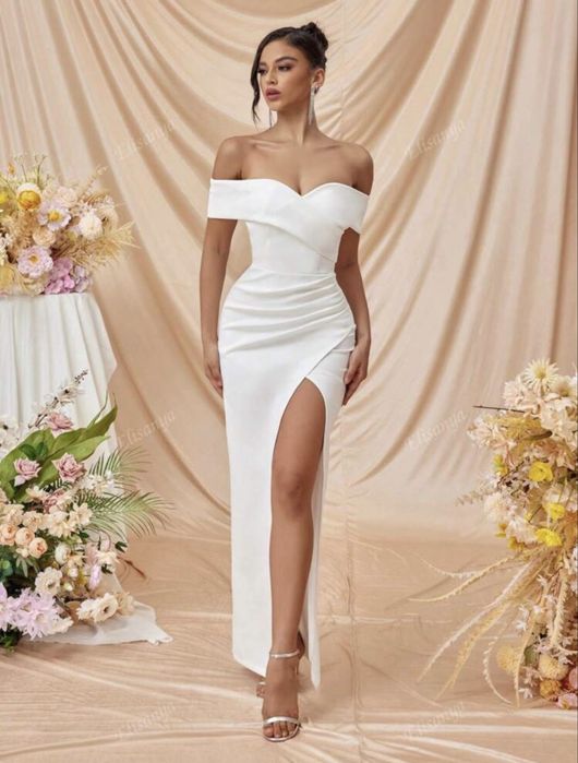 Rochie eleganta ocazie/ cununie,  alba, noua, marime 32/xxs