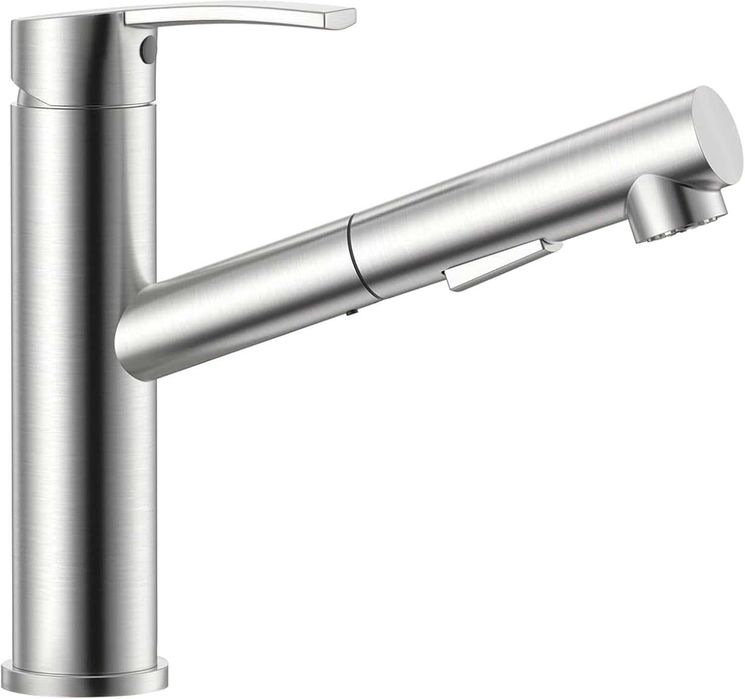 REDUS de la 470 RON, Baterie chiuveta cu Dus retractabil + cartus Ceramic, Crom Periat (satin), rotatie 360 gr
