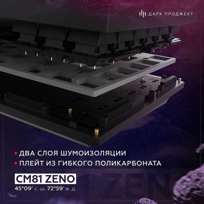 Клавиатура беспроводная+проводная - Дарк Проджект CM81 Zeno