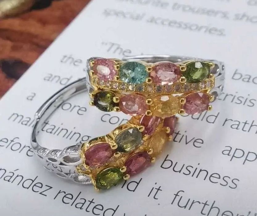 Серебро натуральный турмалин кольцо