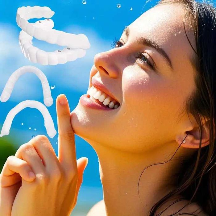 Proteze fatete dentare 2 seturi dinți superiori și inferiori pentru dinti ortodontici temporari dinti falsii.  Crema Scrub corp cu sare de mare 300g.